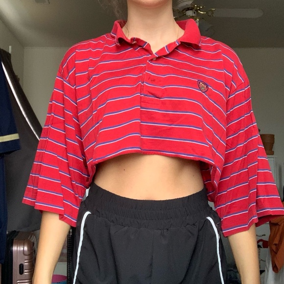 Red and blue stripped cropped polo - Picture 1 of 1